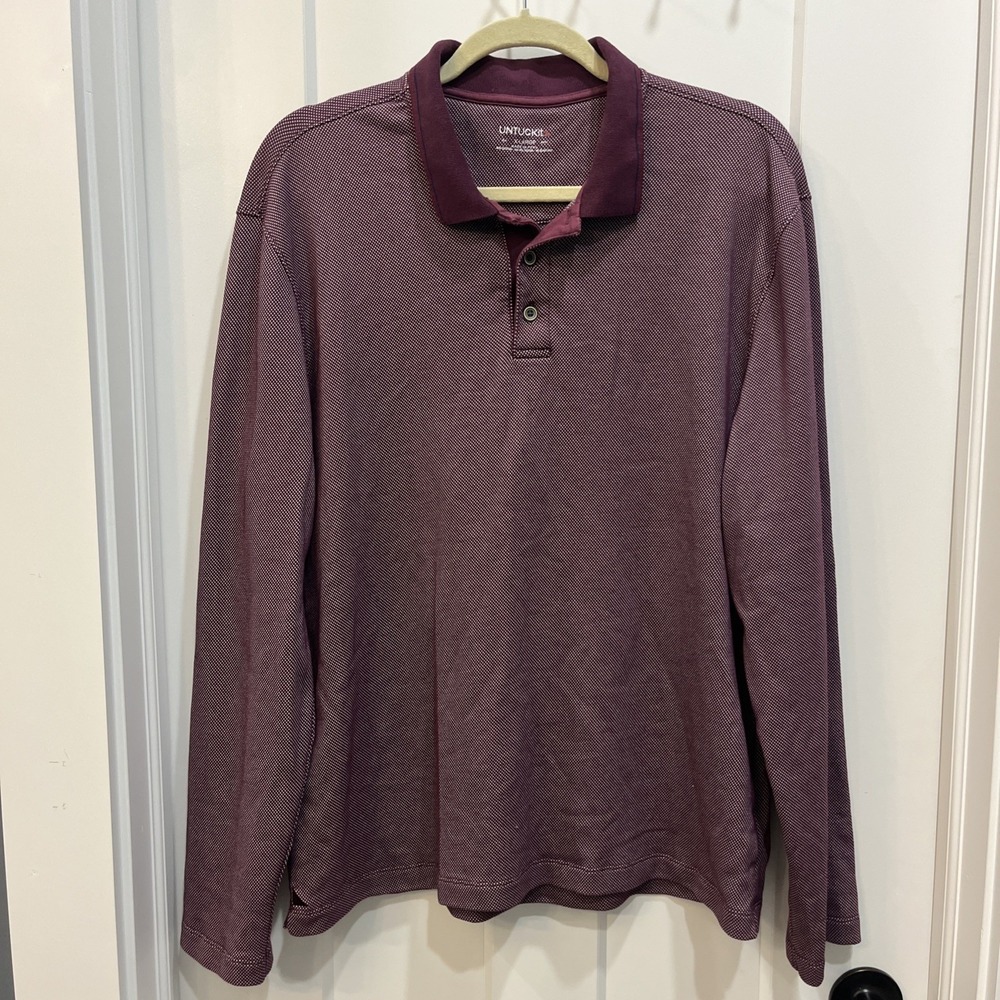 UNTUCKit Men Collared Shirt Maroon Red Boscarelli Casual Long Sleeve Shirt Sz XL